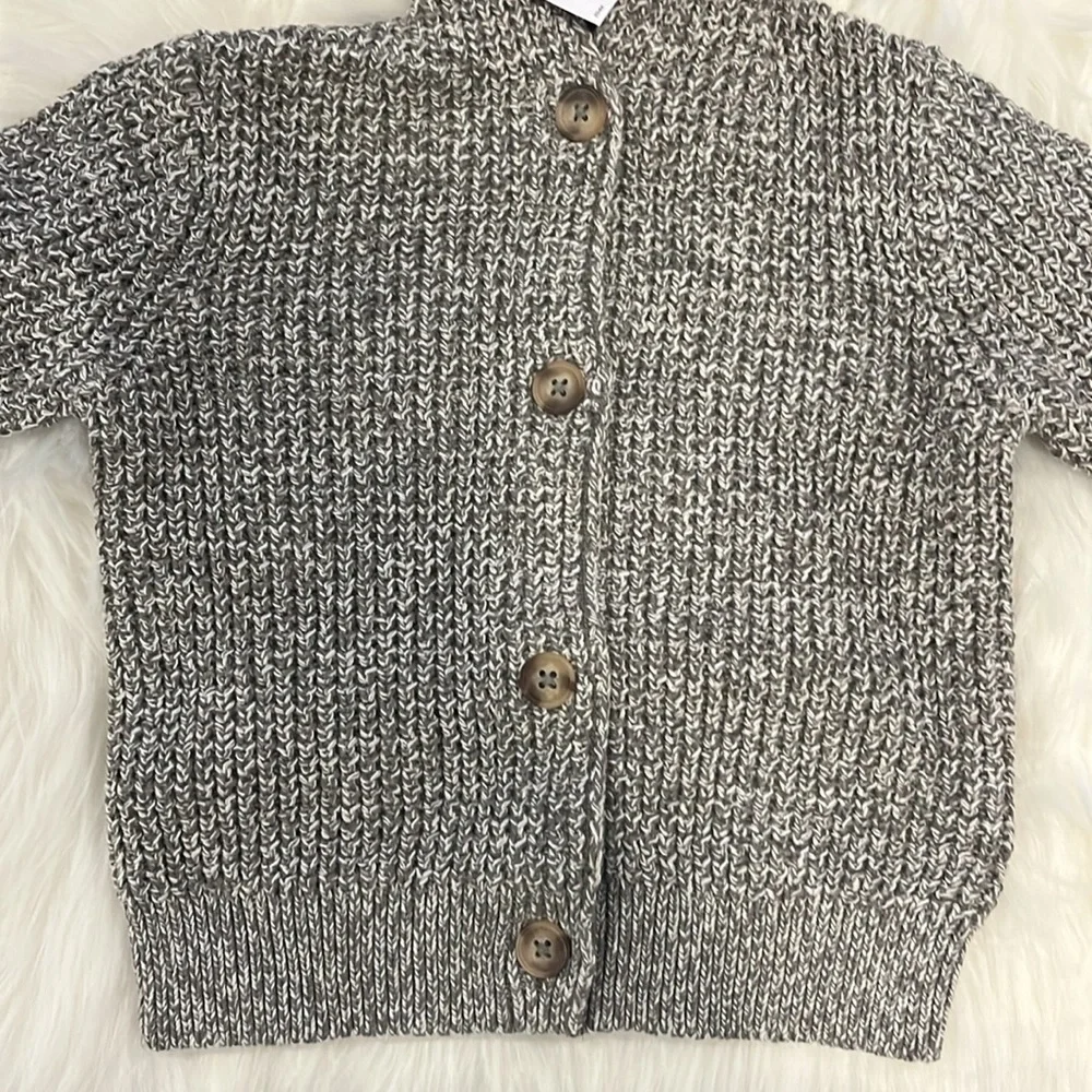 Old Navy Hooded Button Front Grey Knit Cardigan Sweater Baby Size 18-24 Months